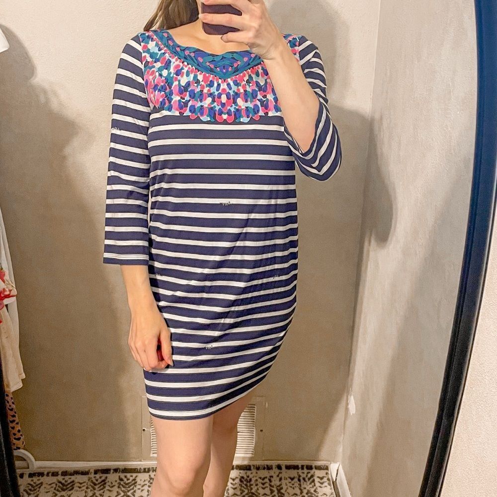 Lilly Pulitzer Bay Shirt Dress Island Medallion Stripe S